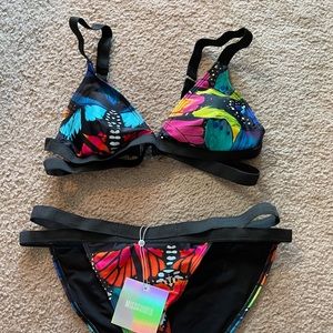 NWT Missguided Butterfly Bikini Set
